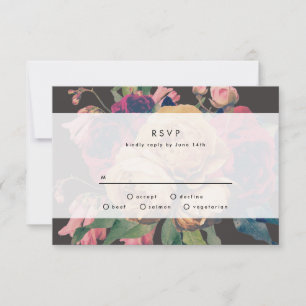 Tarjeta RSVP de boda botánica Rosa oscuro