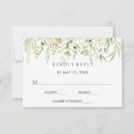 Tarjeta RSVP de Boda Botánica Verde Foliage