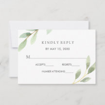 Tarjeta RSVP de Boda Botánica Verde Foliage