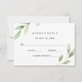 Tarjeta RSVP de Boda Botánica Verde Foliage