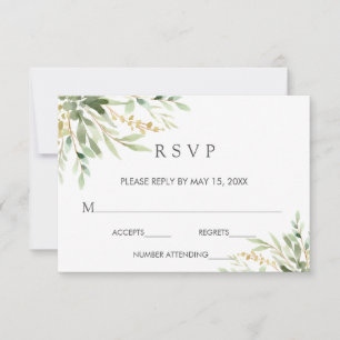 Tarjeta RSVP de Boda Botánica Verde Foliage