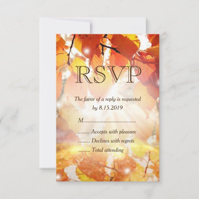 Tarjeta RSVP de Boda Caída de Saltos de Otoño (Anverso)