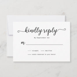 Tarjeta RSVP de boda caligráfica minimalista