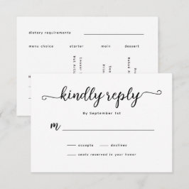 Tarjeta RSVP de boda caligráfica minimalista