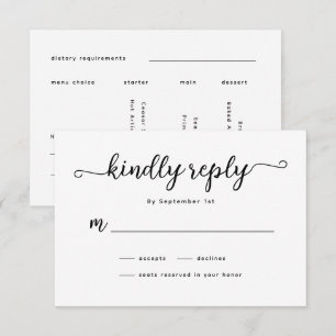 Tarjeta RSVP de boda caligráfica minimalista