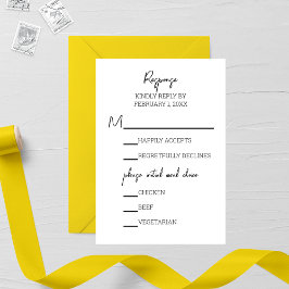 Tarjeta RSVP de boda caligráfica minimalista