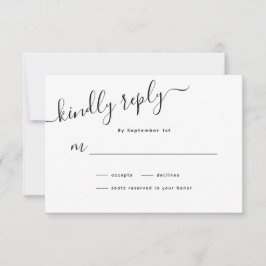 Tarjeta RSVP de boda caligráfica minimalista