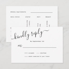Tarjeta RSVP de boda caligráfica minimalista
