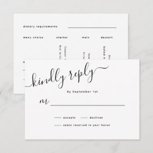 Tarjeta RSVP de boda caligráfica minimalista