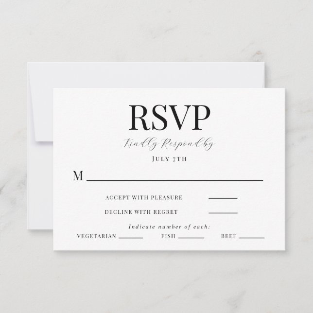 Tarjeta RSVP de boda caligráfica moderna (Anverso)
