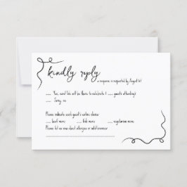 Tarjeta RSVP de boda captada a mano y caprichosa