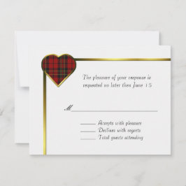 Tarjeta RSVP de Boda Cardíaca Plaid Brodie Tartan