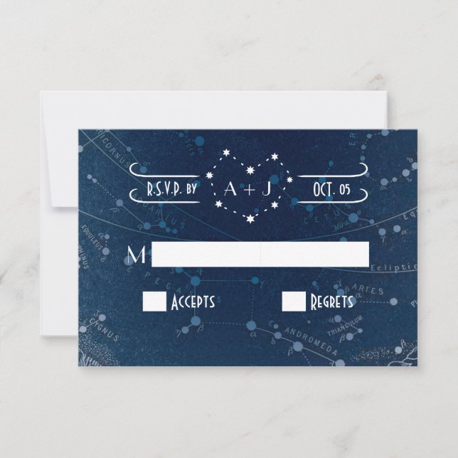 Tarjeta RSVP de Boda Celeste (Anverso)