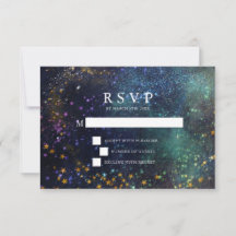 Tarjeta RSVP de Boda Celestial Noche Starry