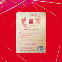 Tarjeta RSVP de Boda China Dragon Phoenix Double X