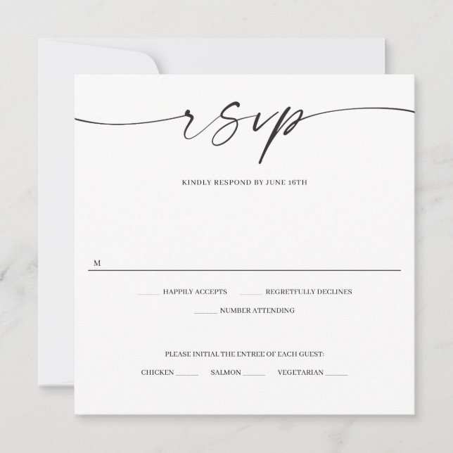 Tarjeta RSVP de boda clásica (Anverso)