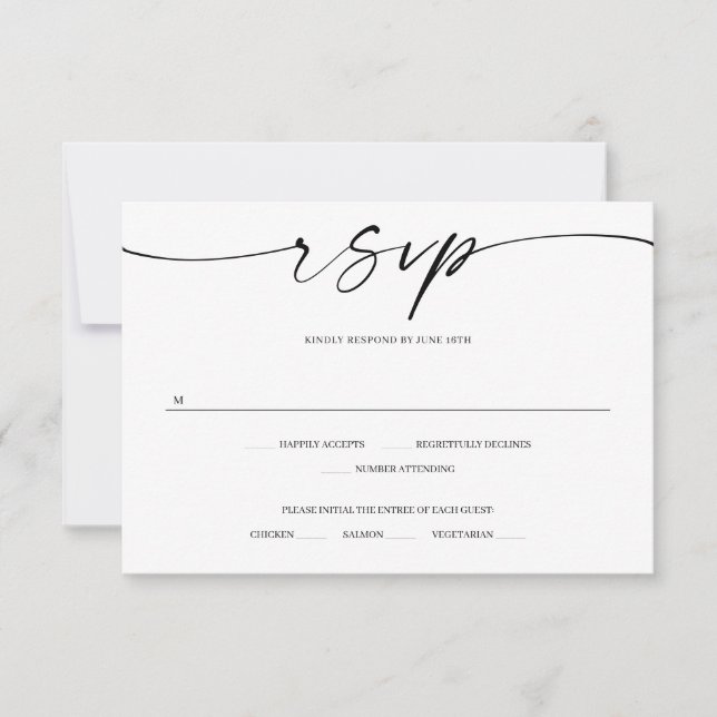 Tarjeta RSVP de boda clásica con foto (Anverso)