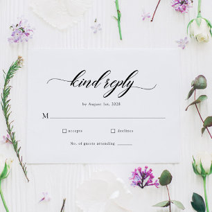 Tarjeta RSVP de boda clásica con guión elegante