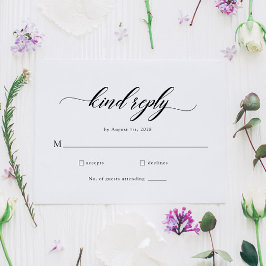 Tarjeta RSVP de boda clásica con guión elegante