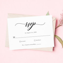 Tarjeta RSVP de boda clásica con guión elegante