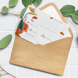 Tarjeta RSVP de Boda Clásica de Flores Tropicales
