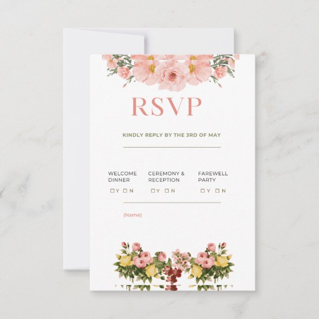 Tarjeta RSVP de Boda Clásica Elegante (Anverso)