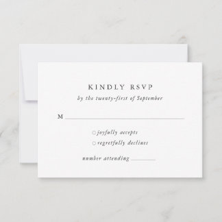 Tarjeta RSVP de boda clásica formal mínima
