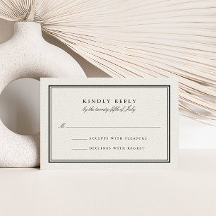 Tarjeta RSVP de boda clásica negra y crema