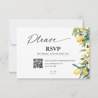 Tarjeta RSVP de boda con código QR - Lemons, Itali