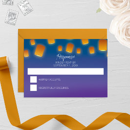 Tarjeta RSVP de Boda con linternas brillantes