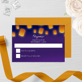Tarjeta RSVP de Boda con linternas brillantes