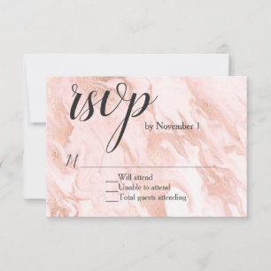 Tarjeta RSVP de Boda con Marcado de Oro Rosa