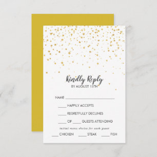 Tarjeta RSVP de Boda con Menú de Confetti Gold Cho