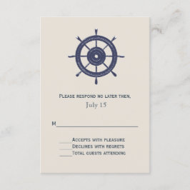 Tarjeta RSVP de Boda con Temas Náuticos Azul e Mar