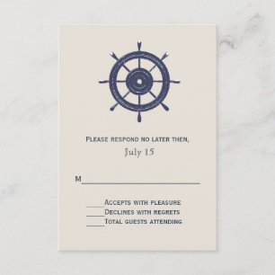 Tarjeta RSVP de Boda con Temas Náuticos Azul e Mar