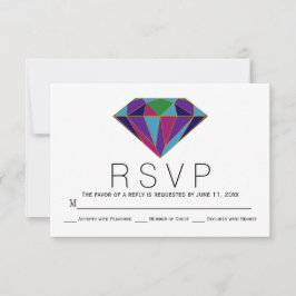 Tarjeta RSVP de boda con tonos de joyas de diamant