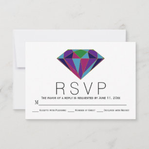Tarjeta RSVP de boda con tonos de joyas de diamant