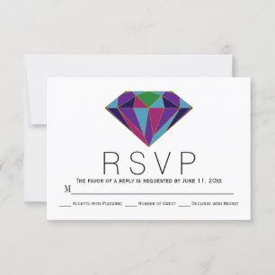 Tarjeta RSVP de boda con tonos de joyas de diamant