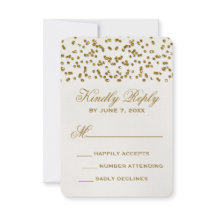 Tarjeta RSVP de Boda Confetti Purpurina de Glamour