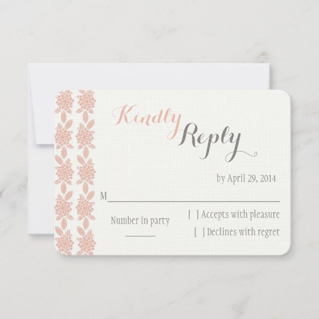 Tarjeta RSVP de boda coral simple y elegante (Anverso)