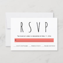 Tarjeta RSVP de boda coralina viviente de tipograf