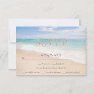 Tarjeta RSVP de boda costera con temas de playa