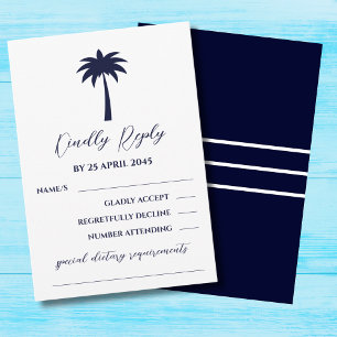 Tarjeta RSVP de Boda costera de árbol blanco de pa