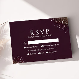 Tarjeta RSVP de boda Crimson Profunda Noche Starry
