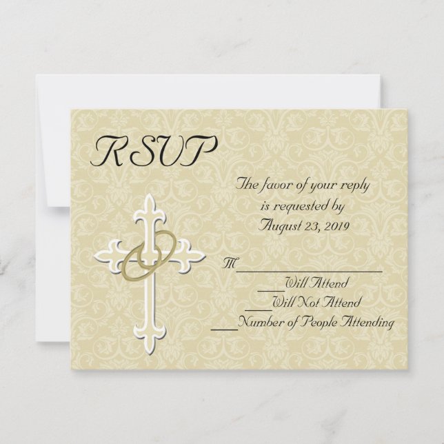 Tarjeta RSVP de Boda Cristiana de los Anillos de O (Anverso)