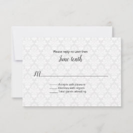 Tarjeta RSVP de boda Damask moderna