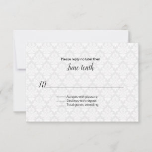 Tarjeta RSVP de boda Damask moderna