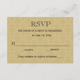 Tarjeta RSVP de boda / Dámpara de oro y marrón
