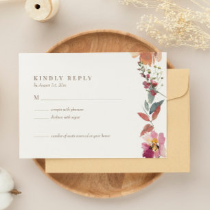 Tarjeta RSVP de boda de acuarela de flores silvest