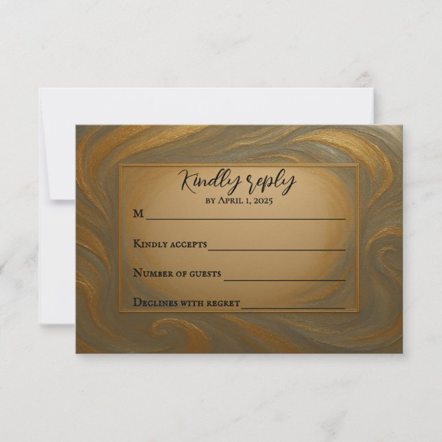Tarjeta RSVP de boda de aleación de terciopelo (Anverso)